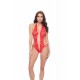 Lace Crotchless Teddy - Red - One Size 