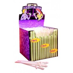 Glow In The Dark Pecker Sipping Straws - Display of 144