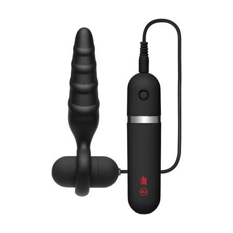 Vibrating Silicone Butt Plug 4" - Black 