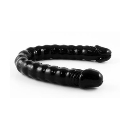 Basix Rubber Works 18-inch Ribbed Double Dong - Black