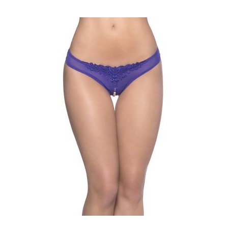 Crotchless Thong W/ Pearls - Purple - 3x/4x 
