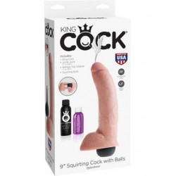 King Cock 9 Inch Squirting Cock with Balls - Flesh 