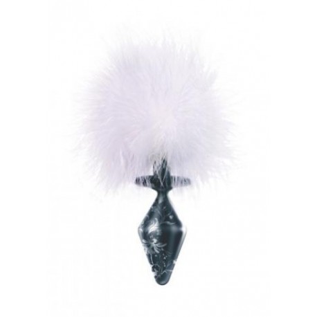 Fashionistas Glass Bunny Tail Butt Plug Large - Black