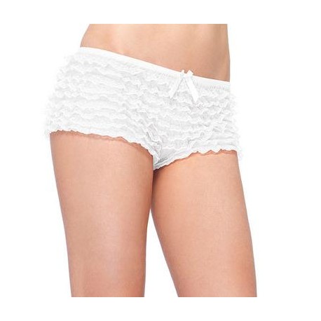 Lace Ruffle Shorts - White - One Size 