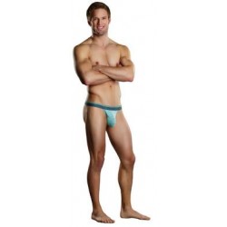 Heather Stripe Bong Micro Thong - Mint and Grey - Large-extra Large