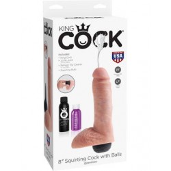 King Cock 8 Inch Squirting Cock with Balls - Flesh 