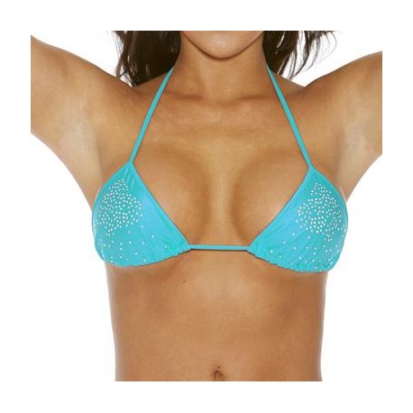 Studded Tri Top - Turquoise - One Size 