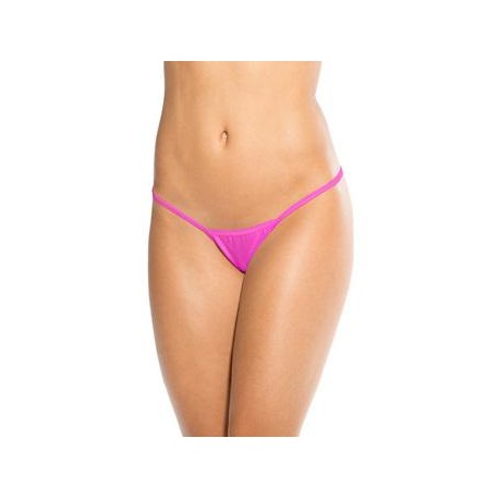 Micro Low Back Tee Thong - Neon Pink - One Size 