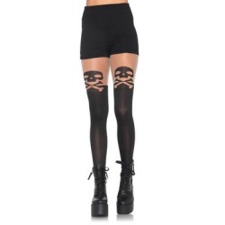 Skull and Crossbone Opaque Pantyhose - One Size 