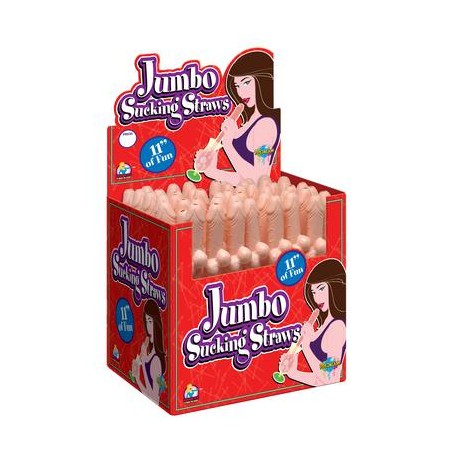 Jumbo Sucking Straw - Flesh - 48 Pieces Display