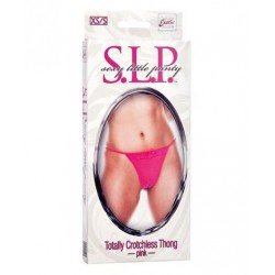 Sexy Little Panty Collection Totally Crotchless Thong - Extra Small- Small - Pink