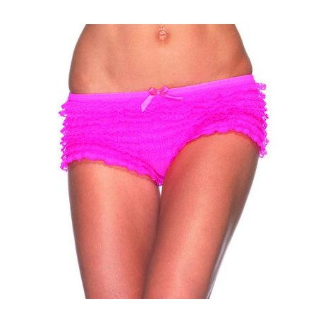 Lace Ruffle Shorts - Neon Pink - One Size 