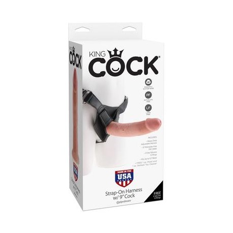 King Cock Strap-on Harness with 9 Inch Cock - Flesh 