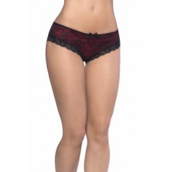 Cage Back Lace Panty - Black/ Red - Small/ Medium 