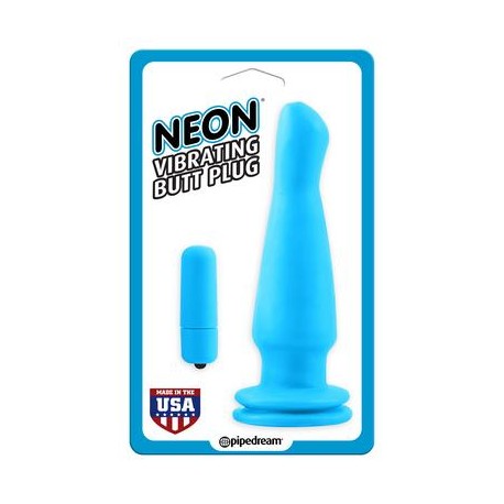 Neon Vibrating Butt Plug - Blue 