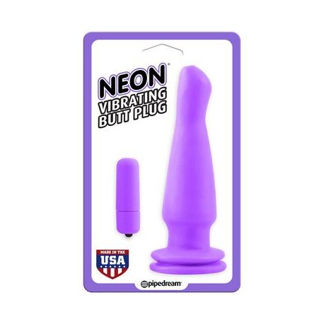 Neon Vibrating Butt Plug - Purple 