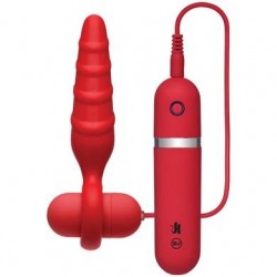 Vibrating Silicone Butt Plug 4" - Red 