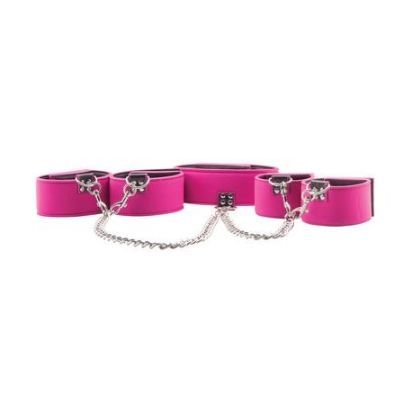 Reversible Collar with Wrist and Ankle Cuffs - Pink 