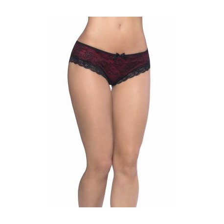 Cage Back Lace Panty - Black/ Red - Large/ Extra-large 