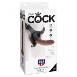 King Cock Strap-on Harness with 8 Inch Cock - Brown 