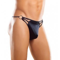 G-Thong with Straps and Rings Black Small-Medium 