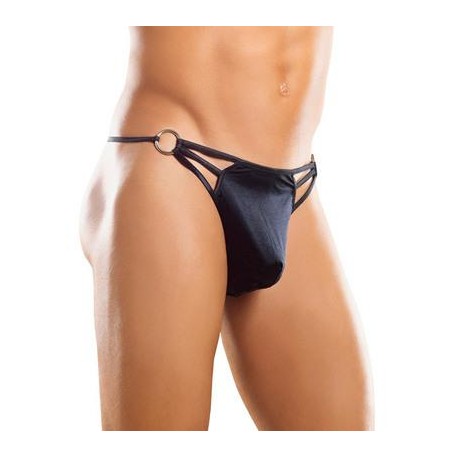 G-Thong with Straps and Rings Black Small-Medium 