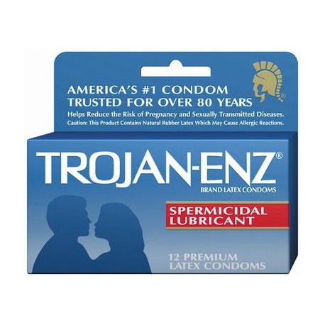 Trojan Enz Spermicidal Lubricant condoms - 12 Pack TJ93252